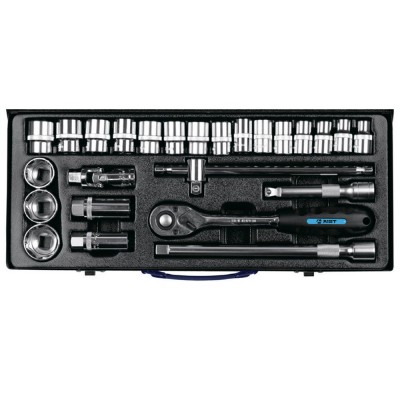 Набор инструмента 25(56) пр., (1/2", "ML", 10-32мм, 3/8-1.1/4", Е12-40), в мет. кейсе