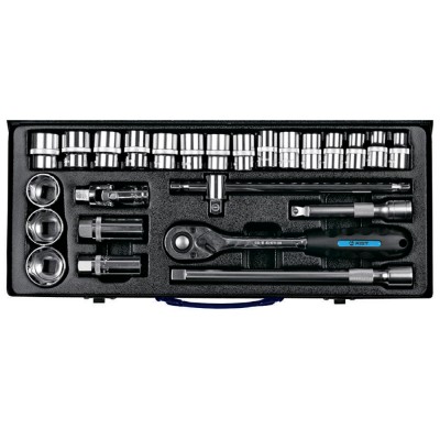 Набор инструмента 25 пр., (1/2", 6-гр., 3/8"-1.1/4"), в метал. кейсе