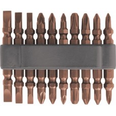 Биты набор,сталь S2, 10 шт.,65 мм,двухстор.(PH0;PH1;PH2;PH3;PZ0;PZ1;PZ2;SL4;SL5;SL6)