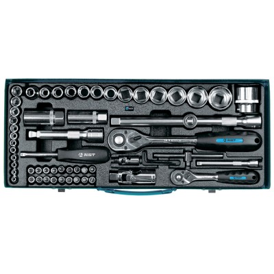 Набор инструмента 61 пр., (1/4"+1/2", 6-гр., 8-32мм), в мет. кейсе
