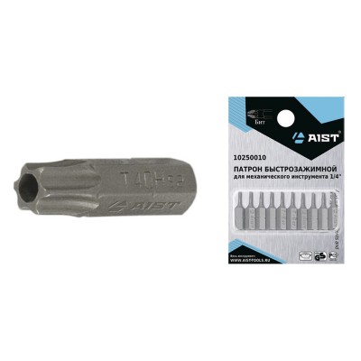 Бит TORX с отверстием под штифт TТ10 1/4", L=25мм, S2, (комплект 10 шт)
