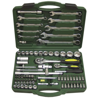 Набор инструмента 82 пр., (1/4"+1/2", SL-гр., 4-32мм), в пласт. кейсе