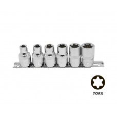 Набор головок TORX 6 предметов, (1/2", E10-20), на метал. рельсе