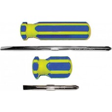 Отвертка с переставным жалом CrV"коротыш",сине-желт.ручка 6 х 32 мм