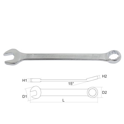 Ключ комбинированный 19мм, c отгибом 15°, поверхность сатиновая