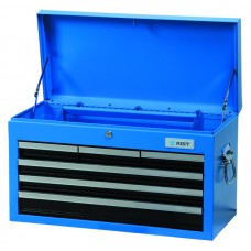 Ящик для инструмента 6-ти секционный выдвижной, с крышкой, голубой, 658х308х370мм