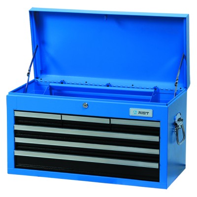 Ящик для инструмента 6-ти секционный выдвижной, с крышкой, голубой, 658х308х370мм