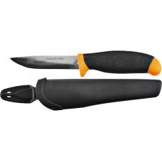 Нож строительный, нерж.сталь, прорезиненная желто-черная ручка