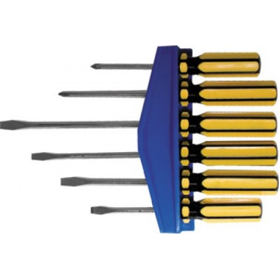 Отвертки 6 шт."крест"/"шлиц" 75/100/150 мм, желт.пласт.ручка, CrV