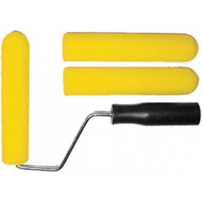 Валик поролоновый желтый с ручкой "мини" 100 мм + 2 ролика
